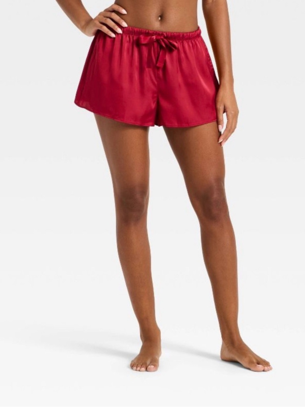 AUDEN LUXURY Silky Red Sleep Shorts NWT